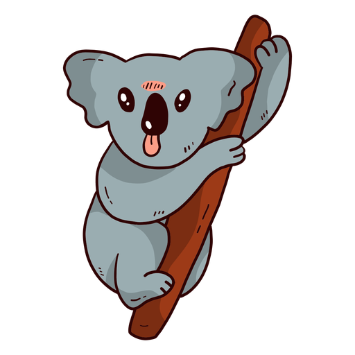 Cute koala ear leg nose branch flat Transparent PNG & SVG vector file