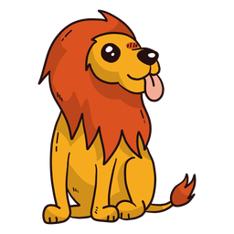Lindo león rey melena cola plana Diseño PNG