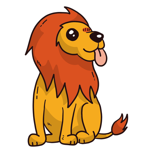 Fofo rei leão com a cauda achatada Desenho PNG