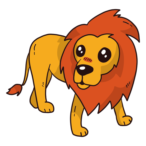 Cute lion king tail tongue mane flat PNG Design