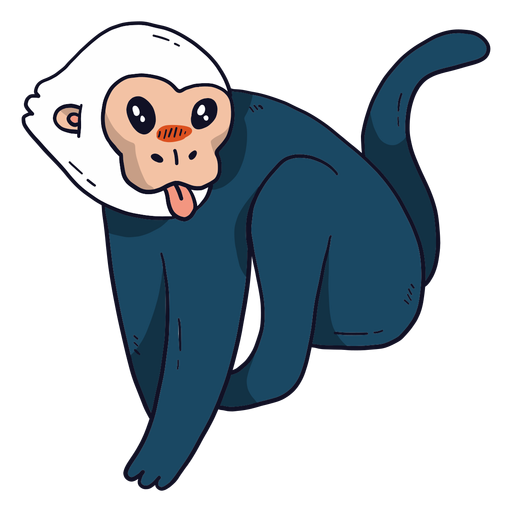 Cute monkey leg tail tongue flat PNG Design