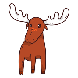 Cute moose elk antler flat PNG Design