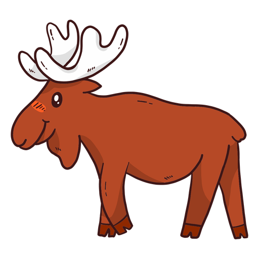 Cute moose elk antler hoof flat PNG Design