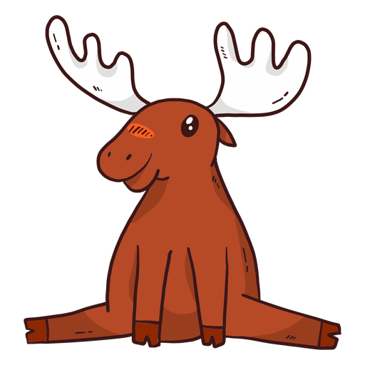 Cute moose elk antler sitting splits flat PNG Design