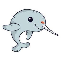 Cute narwhal flipper tusk smile tail flat Transparent PNG