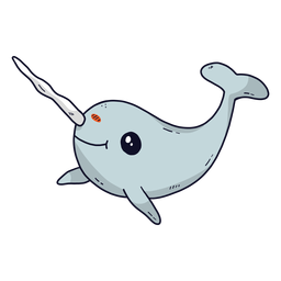 Cute narwhal smile flipper tusk tail flat Cute narwhal smile flipper tusk tail flat