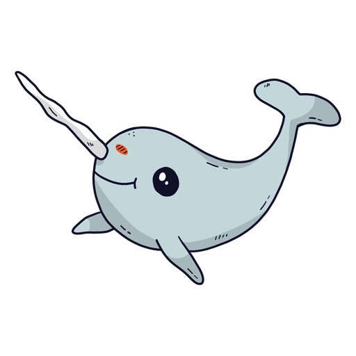 Narval lindo sorriso flipper presa cauda achatada Desenho PNG