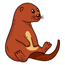 Nutria linda nutria de río hocico cola sentada plana Diseño PNG