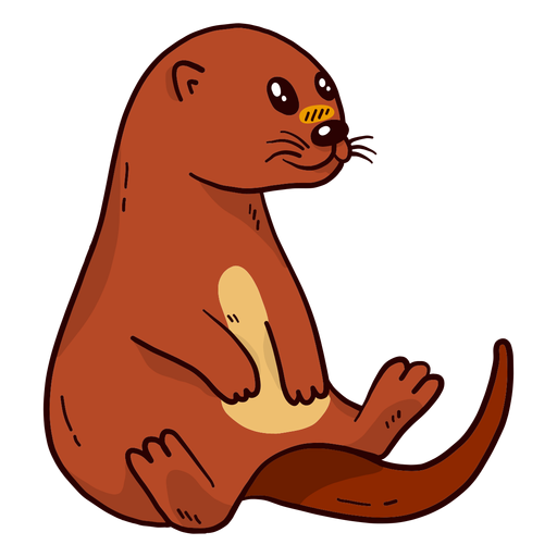 Download Cute Otter River Otter Muzzle Tail Sitting Flat Transparent Png Svg Vector File