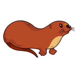 Cute otter river otter tail muzzle flat PNG Design
