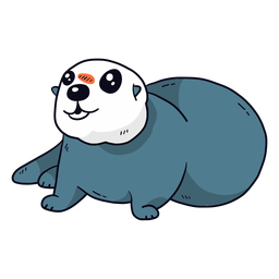 Cute otter sea otter muzzle tail fat flat PNG Design