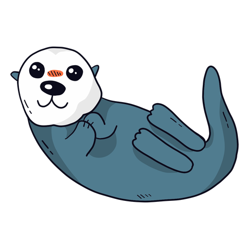 Cute otter sea otter muzzle tail leg flat PNG Design