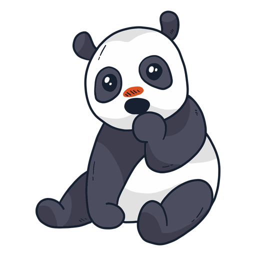 Cute panda muzzle spot sitting flat PNG Design