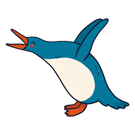 Cute penguin beak wing fat tail flat