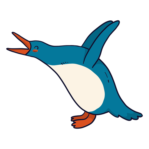 Lindo pingüino pico ala cola gorda plana Diseño PNG