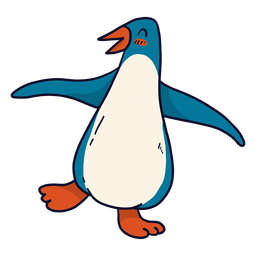 Cute penguin beak wing happy fat flat PNG Design Transparent PNG