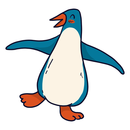 Cute penguin beak wing happy fat flat PNG Design