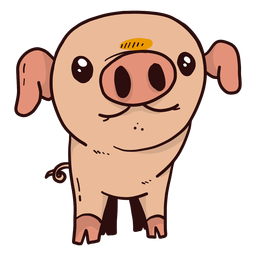 Lindo cerdo oreja hocico pezuña grasa plana Diseño PNG