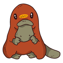 Cute platypus duckbill beak tail sitting flat PNG Design