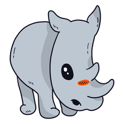 Lindo cuerno de rinoceronte rinoceronte plana Transparent PNG