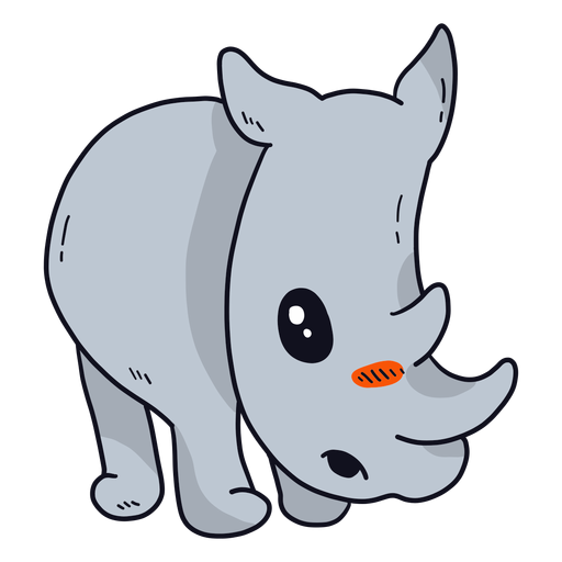 Cute rhinoceros rhino horn flat PNG Design