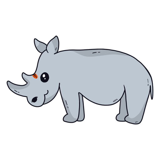 Lindo rinoceronte rinoceronte cuerno cola gordo plano Diseño PNG