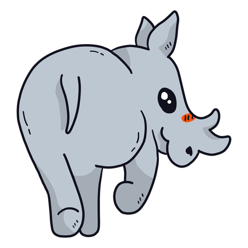 Lindo rhinoceros rhino cuerno cola plana Diseño PNG