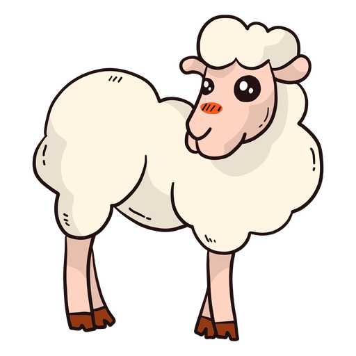 Lindo cordero de lana de oveja cordero plano Diseño PNG