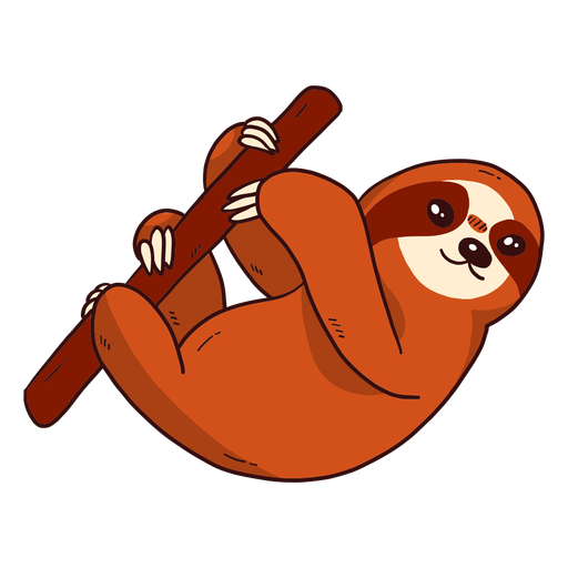 Cute sloth branch tree claw flat PNG Design