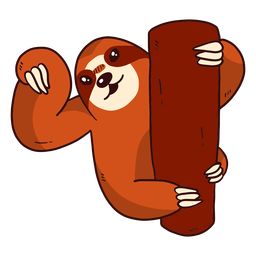 Cute sloth tree branch claw flat PNG Design
