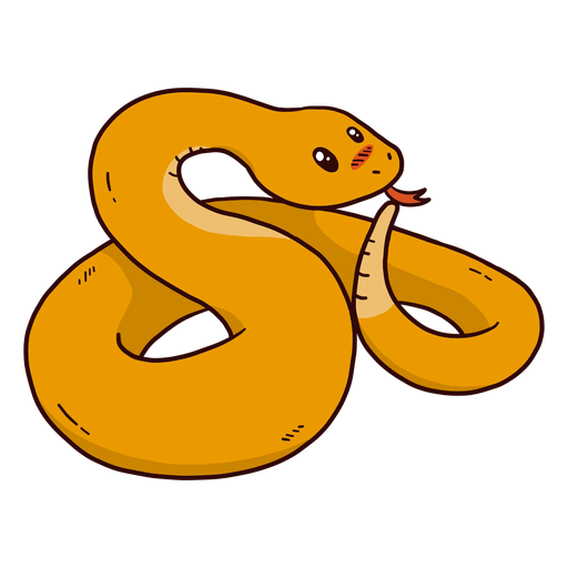 Cute snake forked tongue twisting flat PNG Design