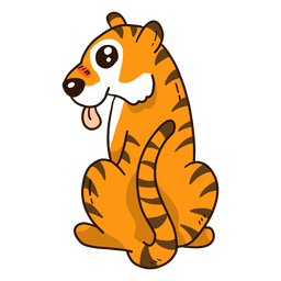 Niedliche Tigerstreifen-Schwanzzunge die flach sitzt PNG-Design
