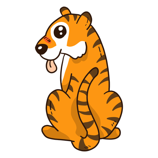 Download Cute tiger stripe tail tongue sitting flat - Transparent ...