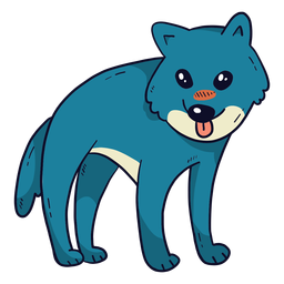 Cute wolf predator tail tongue flat PNG Design Transparent PNG
