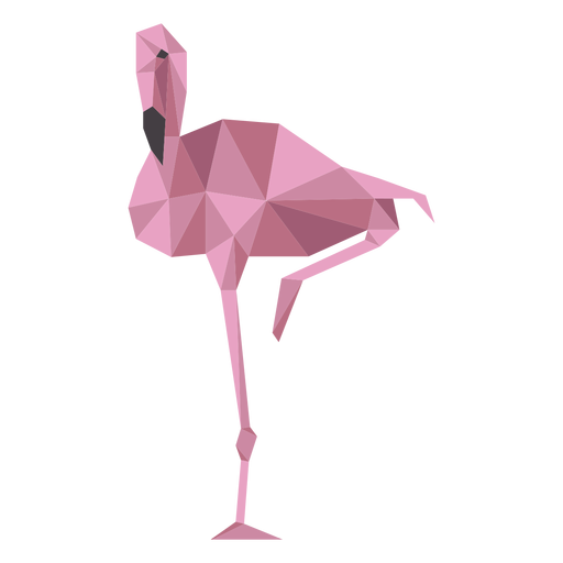 Flamingo bico rosa perna baixo poli