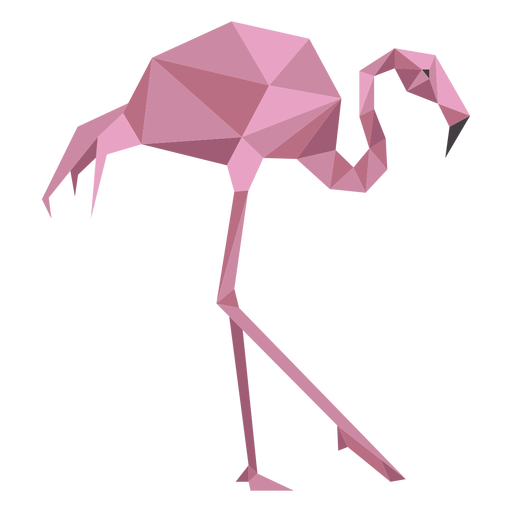 Flamingo rosa bico perna baixo poli