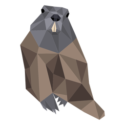 Cola de hocico de piel de marmota de cerdo de tierra baja poli Diseño PNG