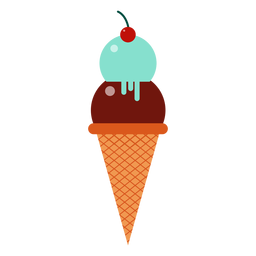 Eiscremekugel-Kirschkegel flach PNG-Design