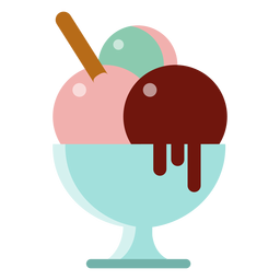 Ice cream ball stick bowl flat PNG Design