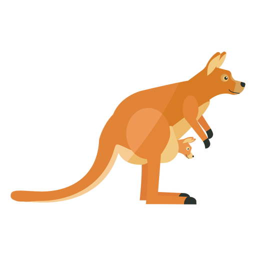 Kangaroo baby kangaroo ear tail leg flat PNG Design