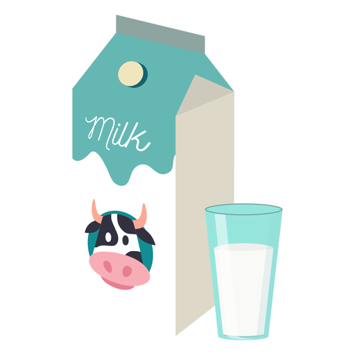 Milk box milk cow glass flat PNG Design