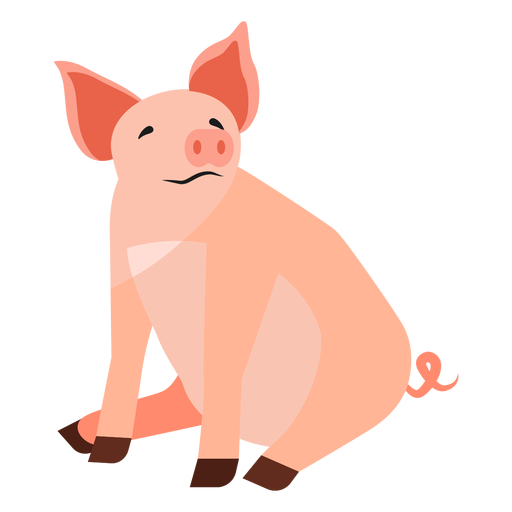 Pig snout ear hoof sitting flat PNG Design
