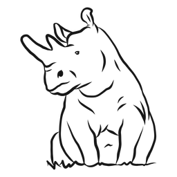 Rhinoceros horn rhino grass sketch PNG Design