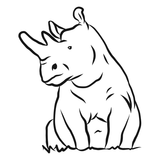 Rhinoceros horn rhino grass sketch PNG Design