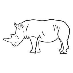 Boceto de rinoceronte cuerno de rinoceronte Diseño PNG