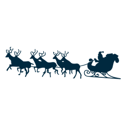 Trineo de trineo de ciervos de santa claus silueta Diseño PNG