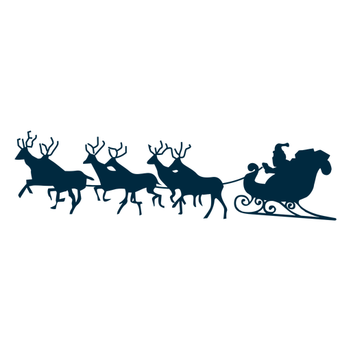 Santa claus deer  Sledge sleigh silhouette PNG Design