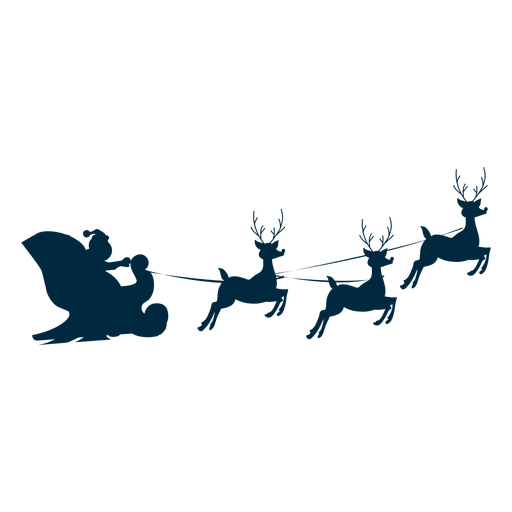 Santa claus sleigh sledge deer silhouette PNG Design