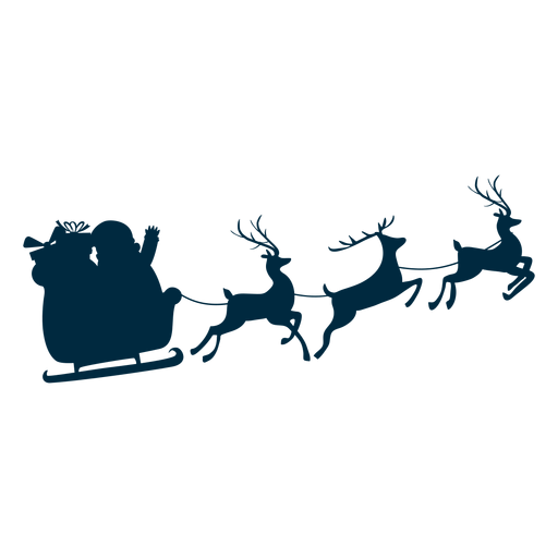 Santa claus sleigh sledge gift sack deer silhouette PNG Design