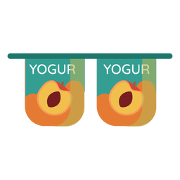 Par de tazas de yogur melocotón plano Diseño PNG Transparent PNG